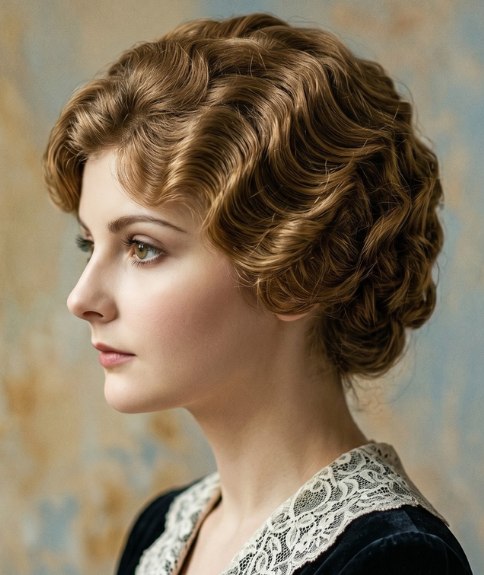 Modieus haar uit de jaren 1910 met Marcelgolven
