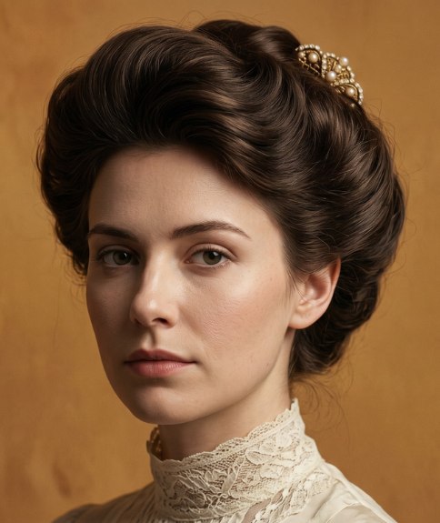 Kapsel uit de jaren 1910, gestyled als een pompadour
