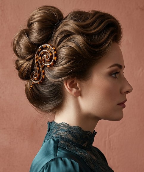 Kapsel uit 1919 met een volumineuze chignon