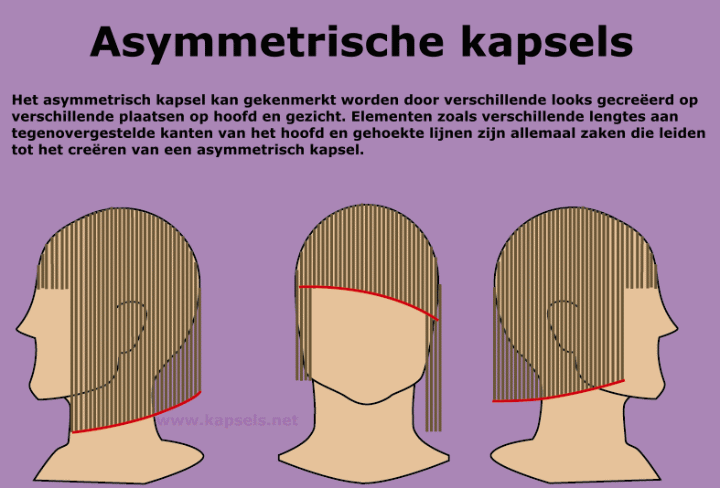 Grafische voorstelling van eenn asymmetrisch kapsel