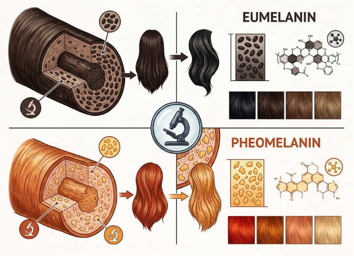 Eumelanine en feomelanine die je haarkleur bepalen