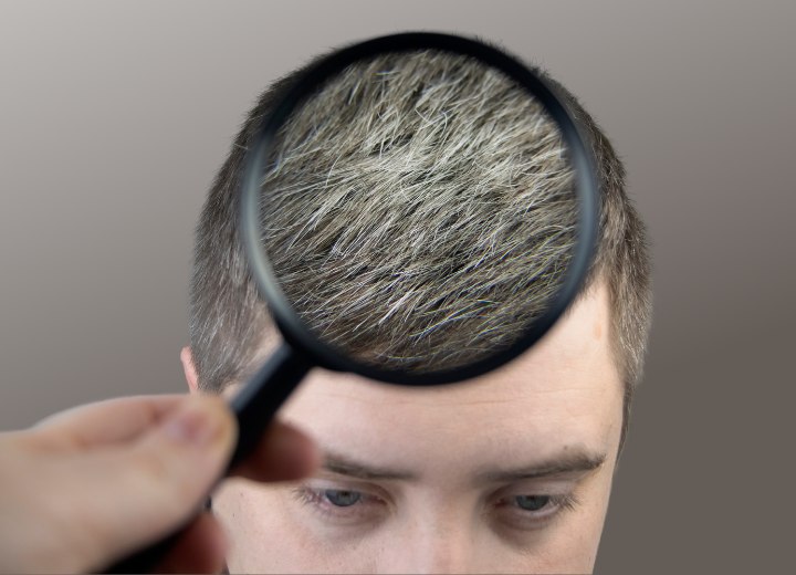Grijs haar van dichtbij bekijken