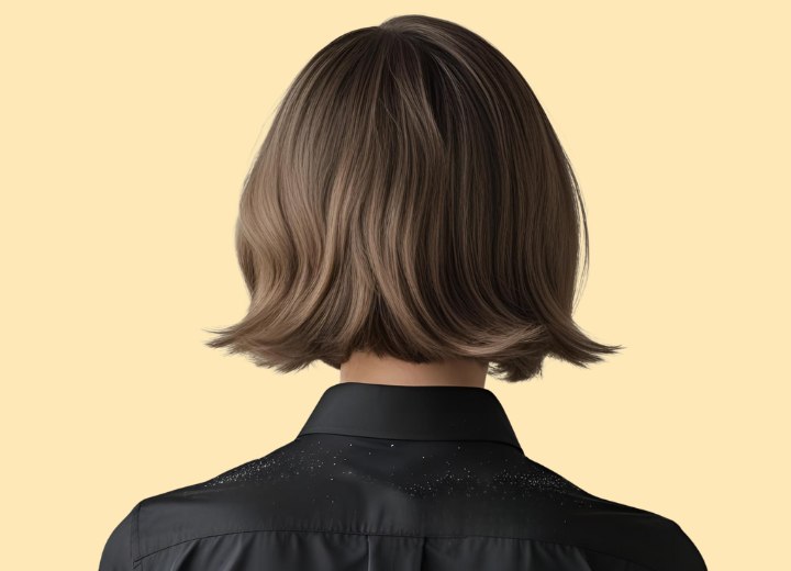 Haar met roos, in een bob geknipt