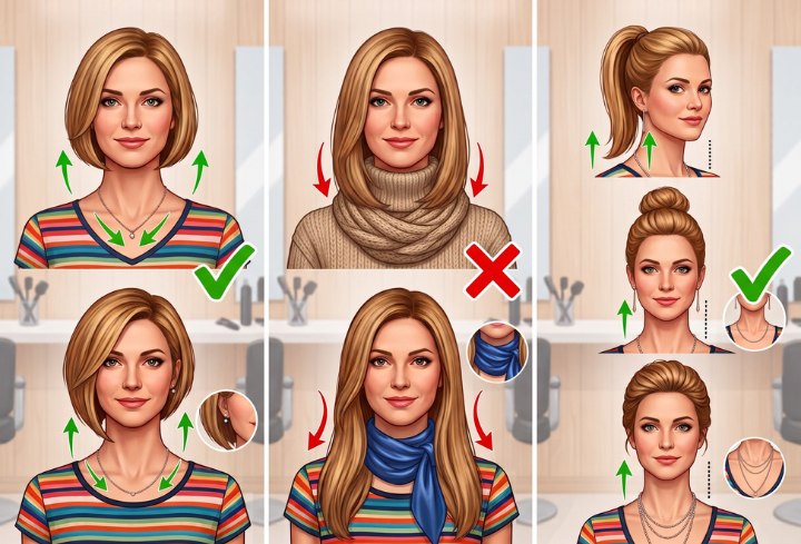 Halslijnen en accessoires voor vrouwen met een korte nek