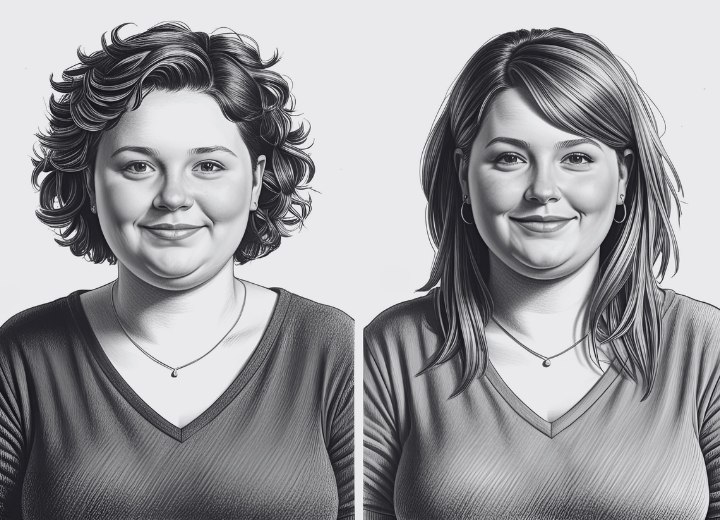 Kapsel dat een vrouw met overgewicht dunner doet lijken