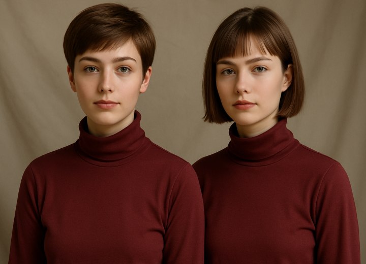 Modern tweeling met kort haar