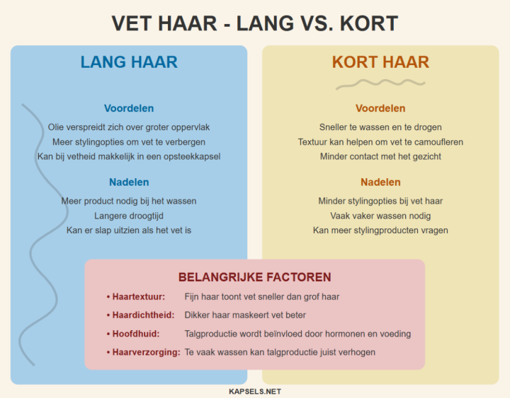 Infografiek - Lang versus kort vettig haar