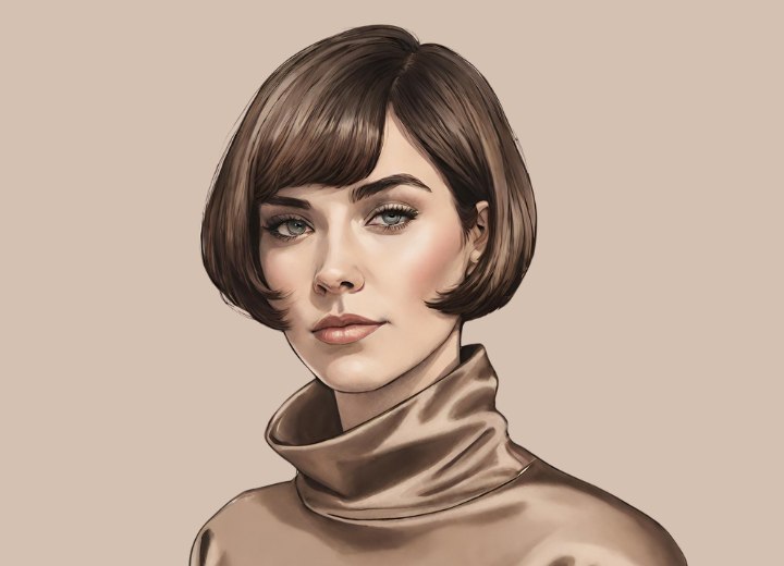 Vrouw met haar haren in een aantrekkelijke korte bob geknipt
