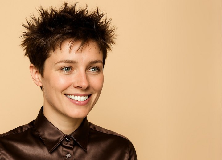 Warrige pixie - Kapsel met kort haar dat omhoog staat