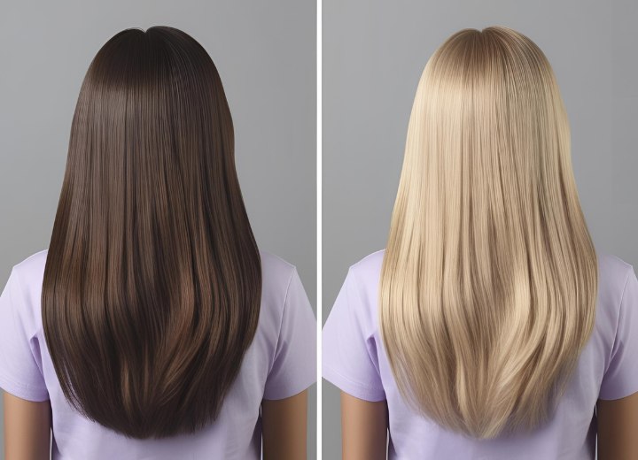 De overgang van bruin naar blond haar