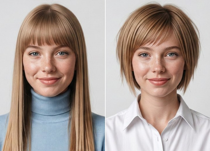 Transformatie van lang haar naar een korte bob