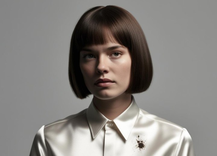 Satijnen nylon blouse met een vlek van haarverf