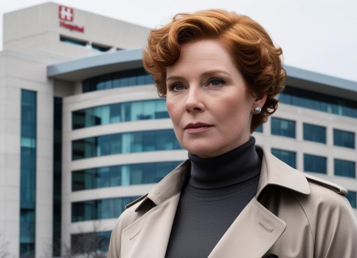 Vrouw met haar haren in een permanent, voor een operatie
