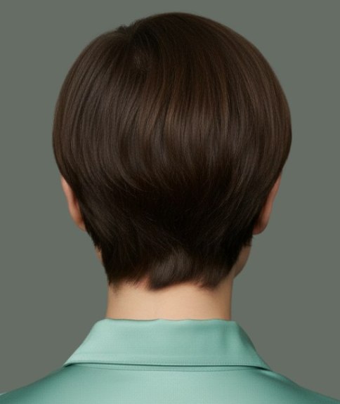 Vrouwelijk kort haar met laagjes - Achteraanzicht