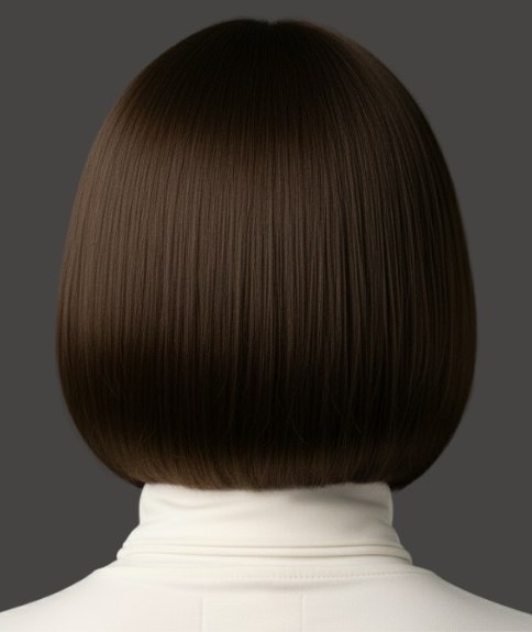 Bob kapsel en een coltrui - Achteraanzicht