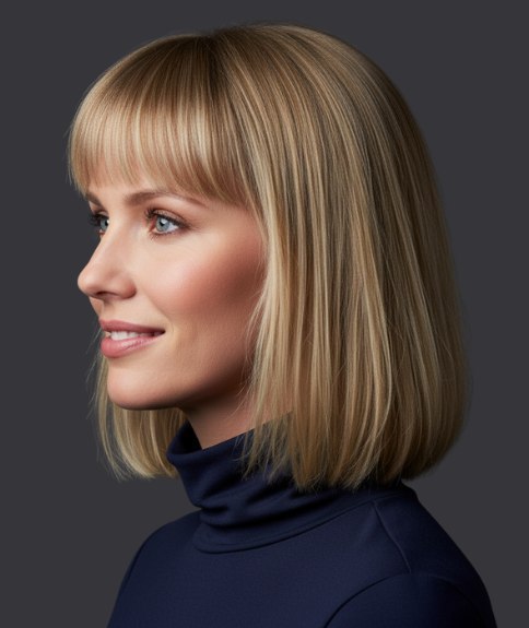 Lange, net boven de schouders bob - Zijaanzicht