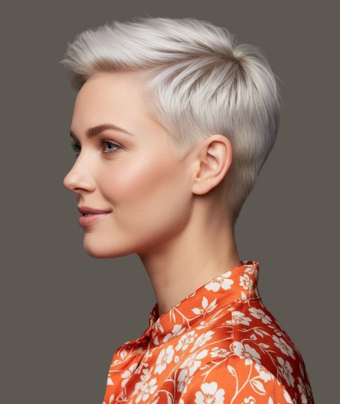 Kapsel met extreem korte nek en zijkanten - Zijaanzicht