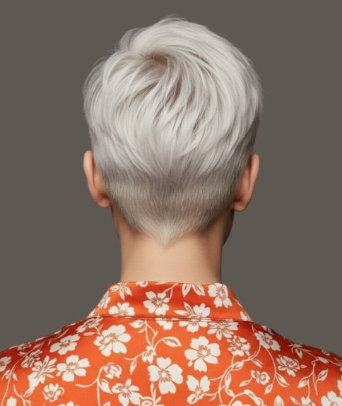 Erg kort geknipt vrouwelijk haar - Achteraanzicht