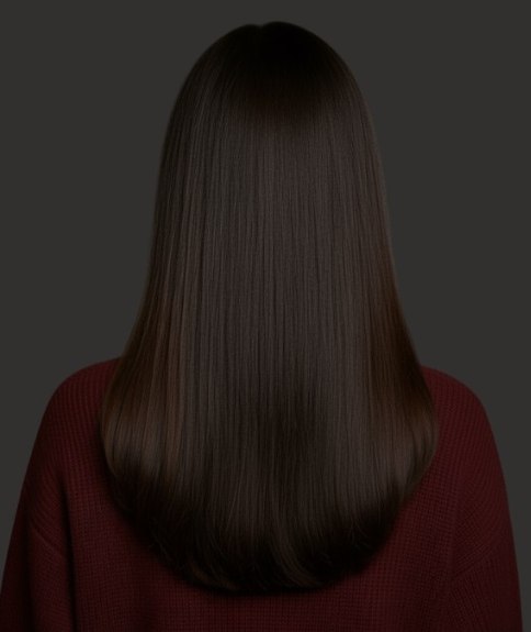 Diepbruin haar met chocoladetinten - Achteraanzicht