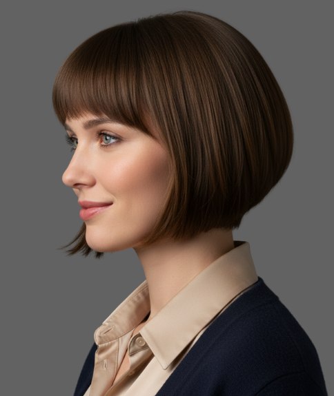 Bob met gradatie en een pony - Zijaanzicht