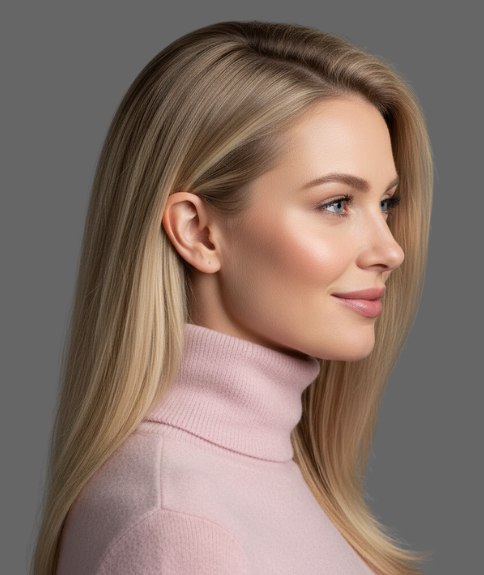 Klassiek steil lang haar - Zijaanzicht