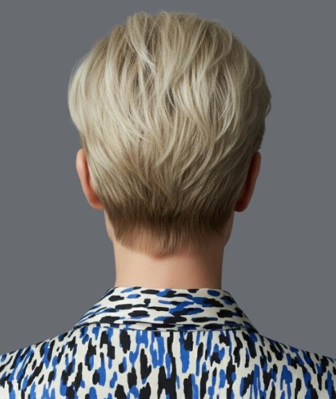 Kort blond haar dat fris oogt - Achteraanzicht