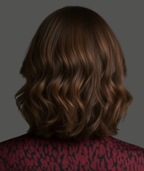 Golvende bob die tot op de kraag valt - Achteraanzicht