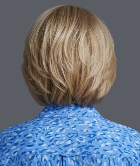 Dynamisch blond halflang haar - Achteraanzicht