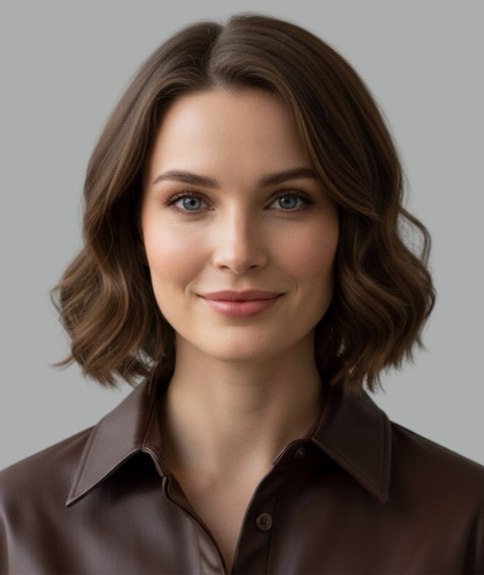 Chocoladekleur bob kapsel met natuurlijke beweging