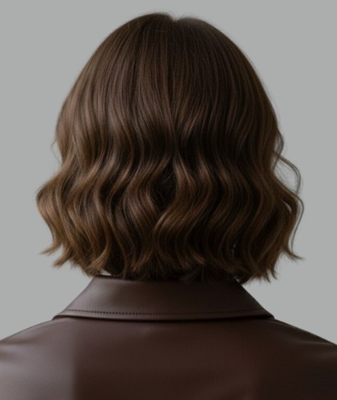 Kapsel tot op de kraag dat levendig oogt - Achteraanzicht