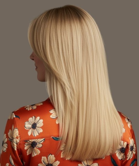Honingblond haar met highlights en lowlights - Achteraanzicht