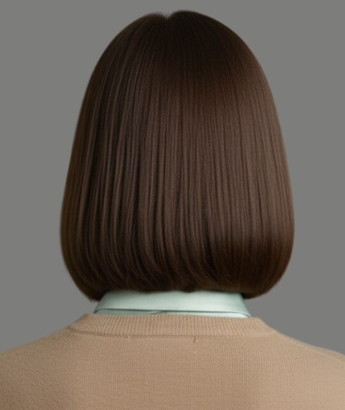 Bob met rond volume en gladde styling - Achteraanzicht