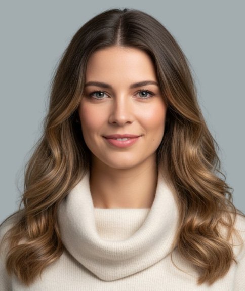 Lang kapsel met natuurlijke schoonheid en een middenscheiding