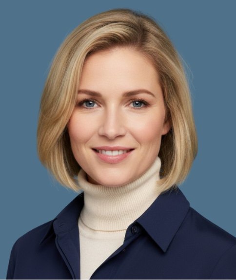 Blonde lange bob met beweging en gecombineerd met een coltrui