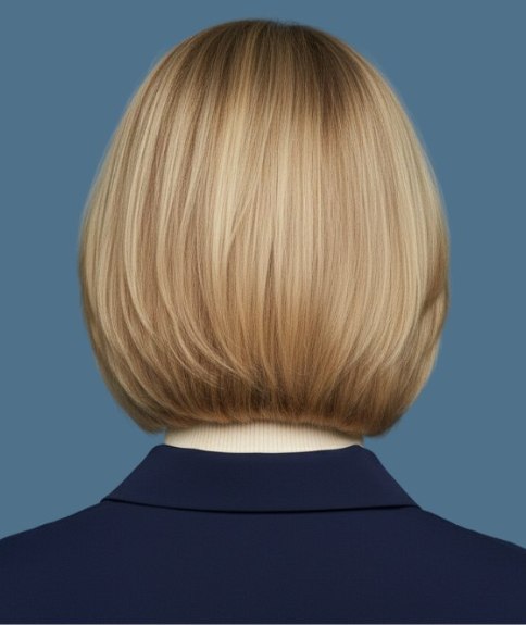 Boterblond haar, in een bob geknipt - Achteraanzicht