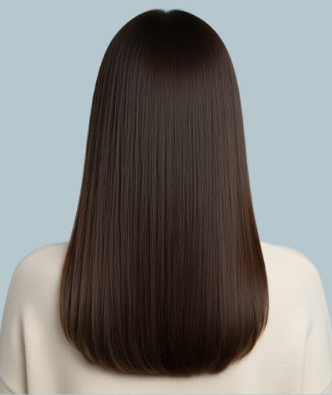 Lang espressobruin haar met warmte en diepte - Achteraanzicht