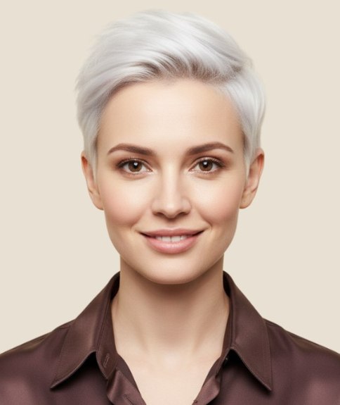 Gedurfd kort dameskapsel met minimale lengte