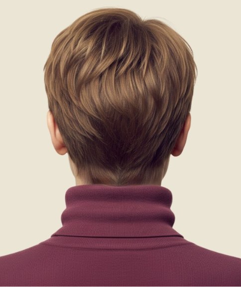 Korte haarsnit met kortere lengtes in de nek - Achteraanzicht