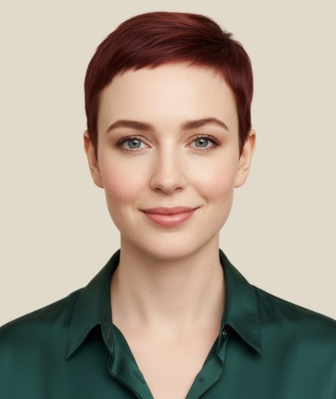 Korte coupe met het haar dicht tegen het hoofd geknipt