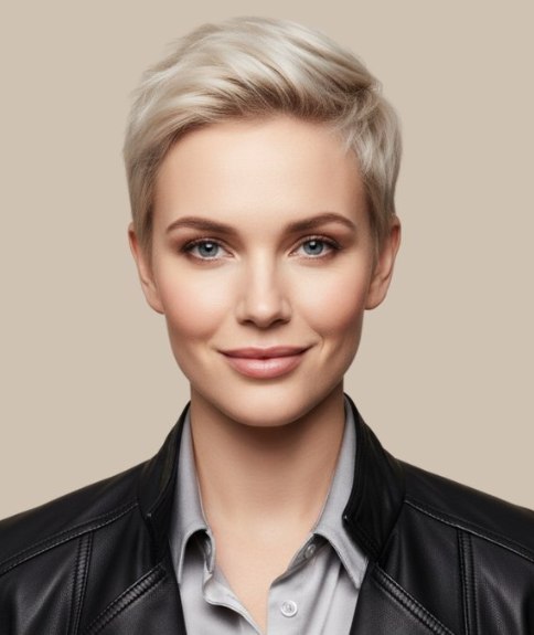 Damescoupe met de zijkanten en achterkant zeer kort geknipt