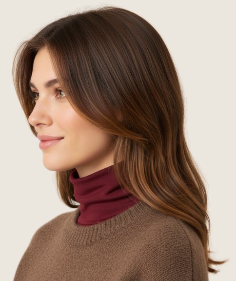 Lang kapsel met golven en een middenscheiding - Zijaanzicht