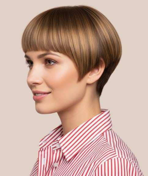 Bowl cut of komsnit voor vrouwen - Zijaanzicht