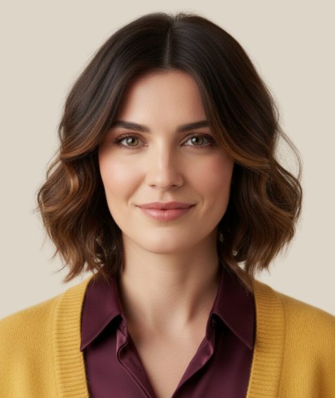 Korter dan schouderlengte bob voor golvend haar