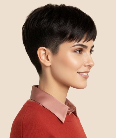 Kort kapsel met gradatie en een speelse pony