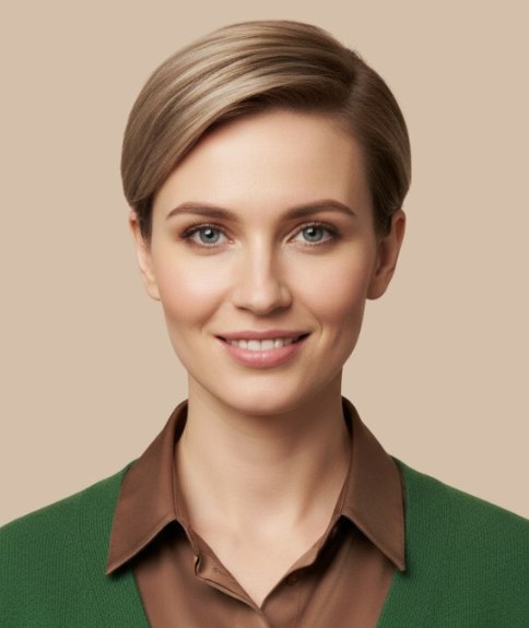 Vrouwelijke korte coupe met een moderne uitstraling