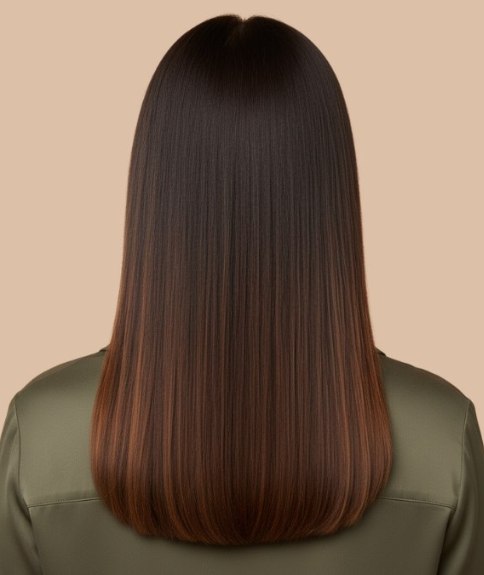 Lang haar met een balayage - Achteraanzicht