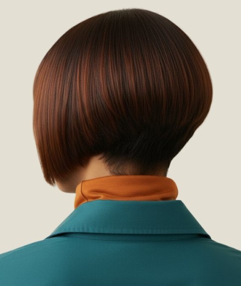 Korte bob met een opgeschoren nek - Achteraanzicht