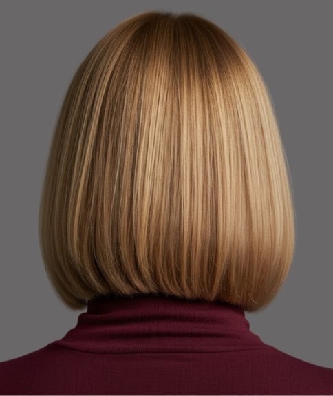 Honingblond haar in een lange bob geknipt - Achteraanzicht