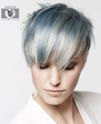 zilveren en blauwe haartinten