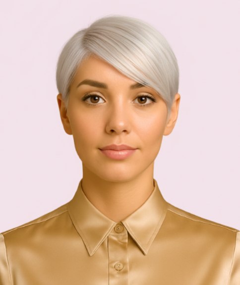 Strakke platinablonde pixie